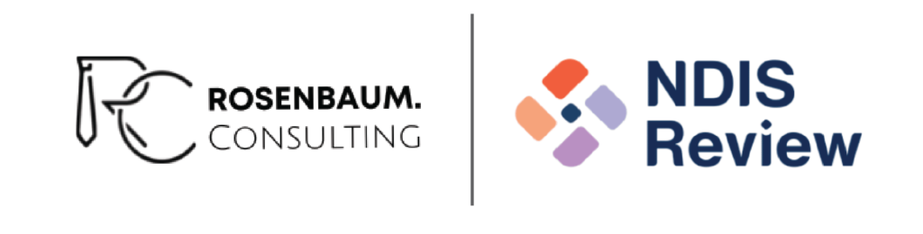 The Rosenbaum Consulting Logo and the NDIS Review Logo side by side